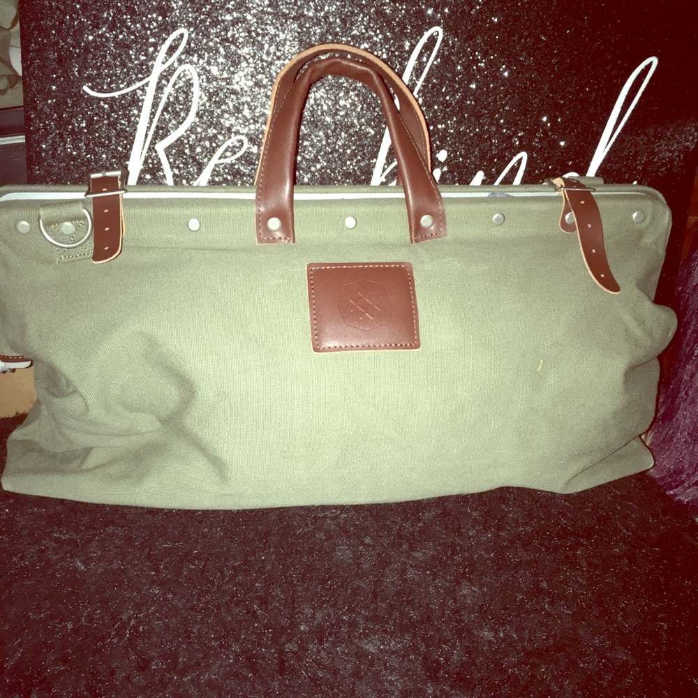 Green duffle overnight bag